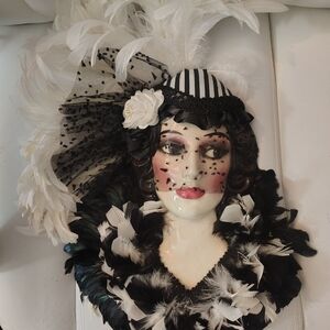 Vintage Clay Art S.San Francisco Limited Edition Lady Face Mask Musical Wall Art